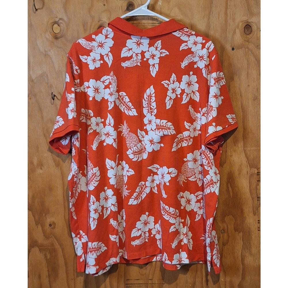 Lands' End Shirt Womens 3X Red White Tropical Floral Hawaiian Coconut Girl Beach - Picture 3 of 7